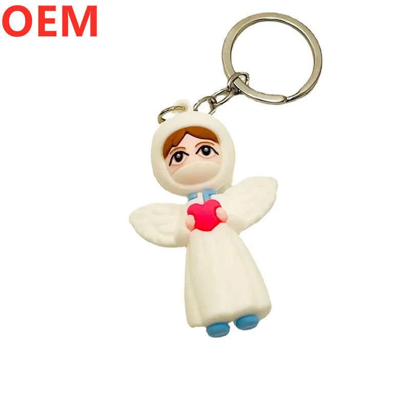 Custom 3d Plastik Kreatif Kartun Key Ring Keychain OEM Pabrik Grosir Plastik Kartun Keychain