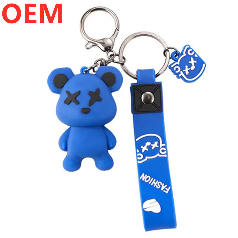 Custom 3d Plastik Kreatif Kartun Key Ring Keychain OEM Pabrik Grosir Plastik Kartun Keychain