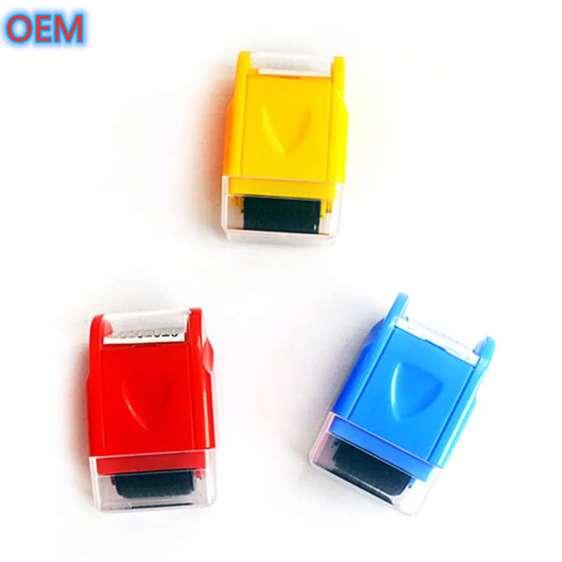 Custom Office ID Guard Pre-Inked Roller Stamp OEM Desain Identity Theft Protection Roller Stamp