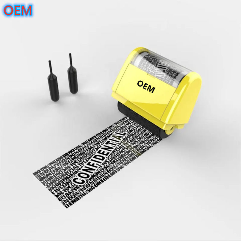 Custom Office ID Guard Pre-Inked Roller Stamp OEM Desain Identity Theft Protection Roller Stamp