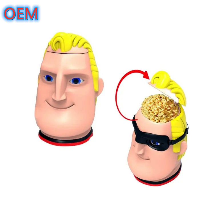 Karikatur Popcorn Bucket Kustomisasi, Desain OEM Kualitas Tinggi Plastik Popcorn Bucket