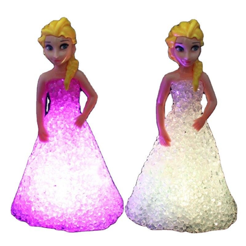 Mini Custom Elsa Anna Sofia LED Lampu Berwarna Gradient Kristal Malam Lampu Putri