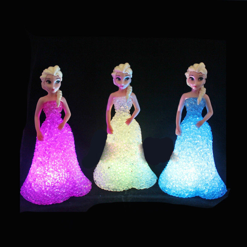 Mini Custom Elsa Anna Sofia LED Lampu Berwarna Gradient Kristal Malam Lampu Putri