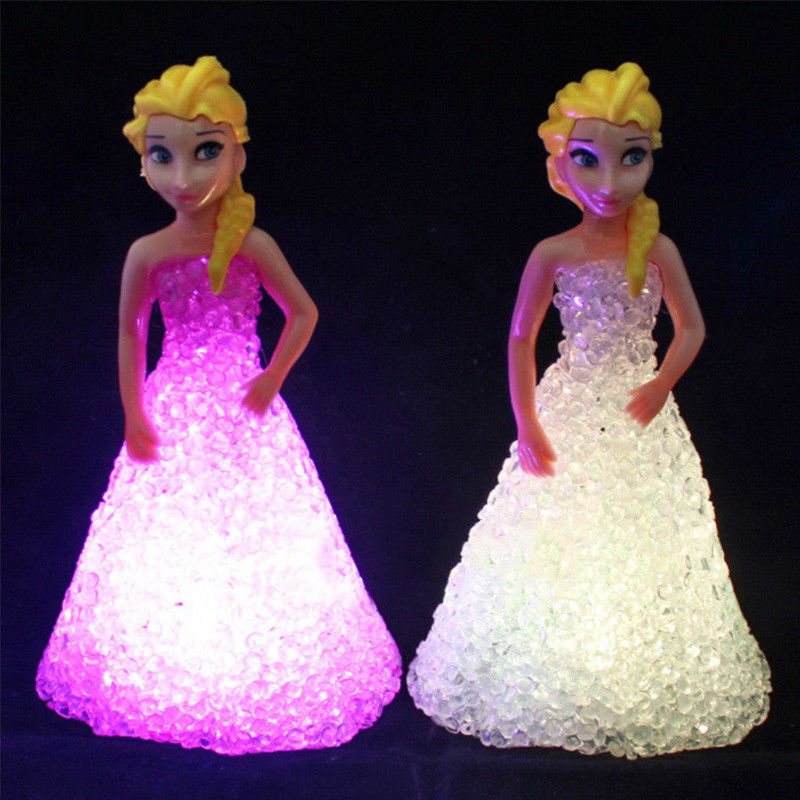 Mini Custom Elsa Anna Sofia LED Lampu Berwarna Gradient Kristal Malam Lampu Putri