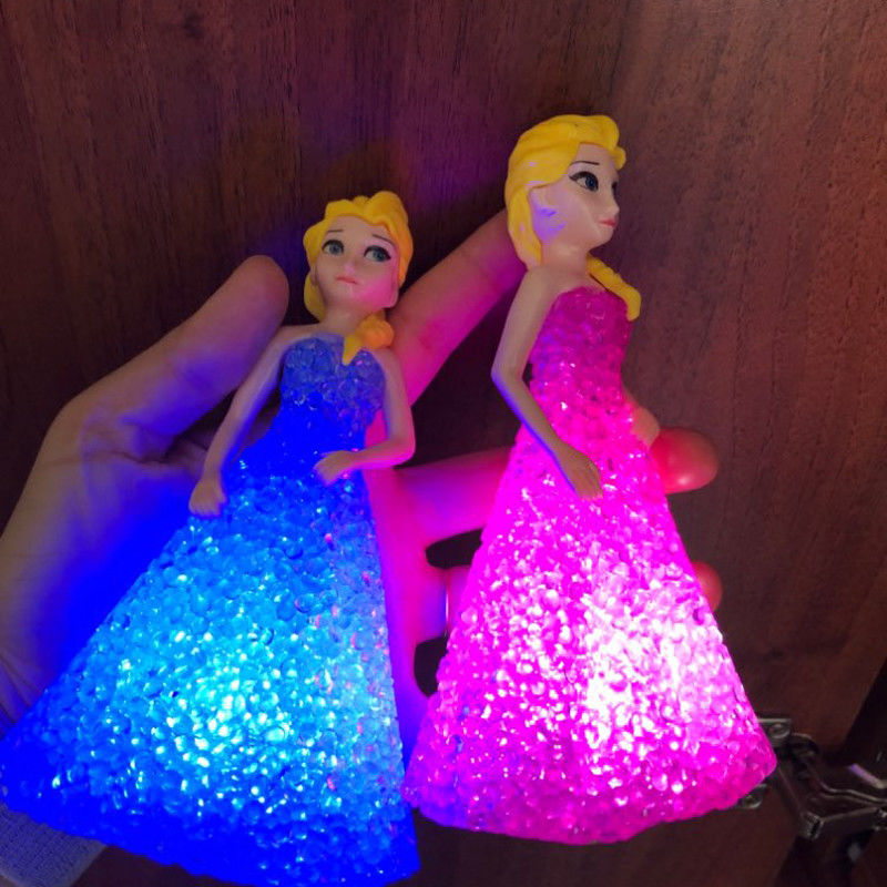 Mini Custom Elsa Anna Sofia LED Lampu Berwarna Gradient Kristal Malam Lampu Putri