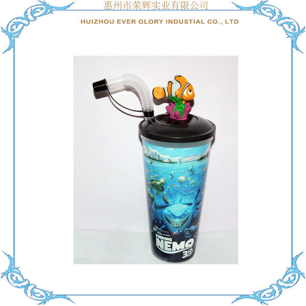 OEM 3D Koleksi Desainer Mainan Custom Anda Sendiri Plastik Cup 3D Kartun Minum Cup