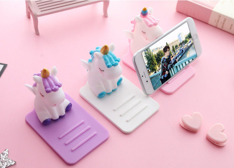 Kartun Silikon Pemegang Ponsel Pemalas Unicorn Mobil Desktop Multi-fungsi Bracket Adjustable Stand Non-slip
