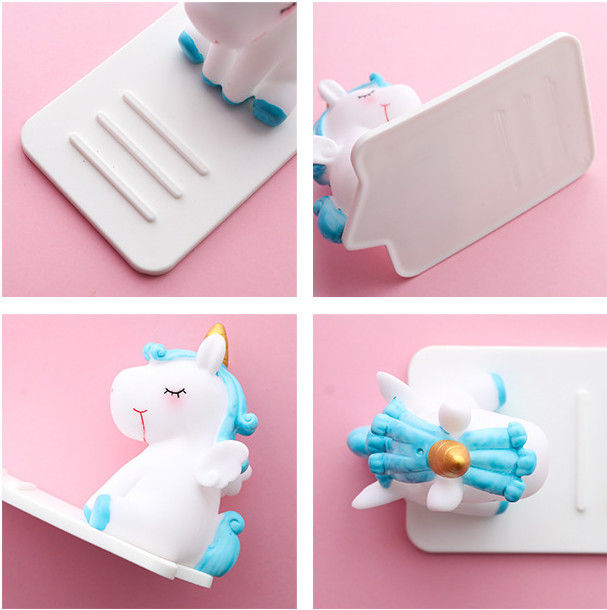 Kartun Silikon Pemegang Ponsel Pemalas Unicorn Mobil Desktop Multi-fungsi Bracket Adjustable Stand Non-slip
