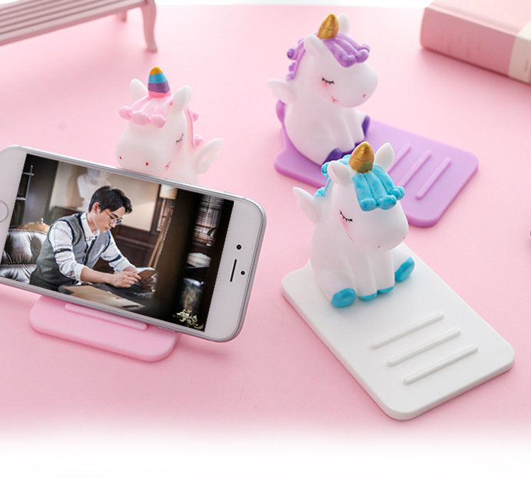 Kartun Silikon Pemegang Ponsel Pemalas Unicorn Mobil Desktop Multi-fungsi Bracket Adjustable Stand Non-slip