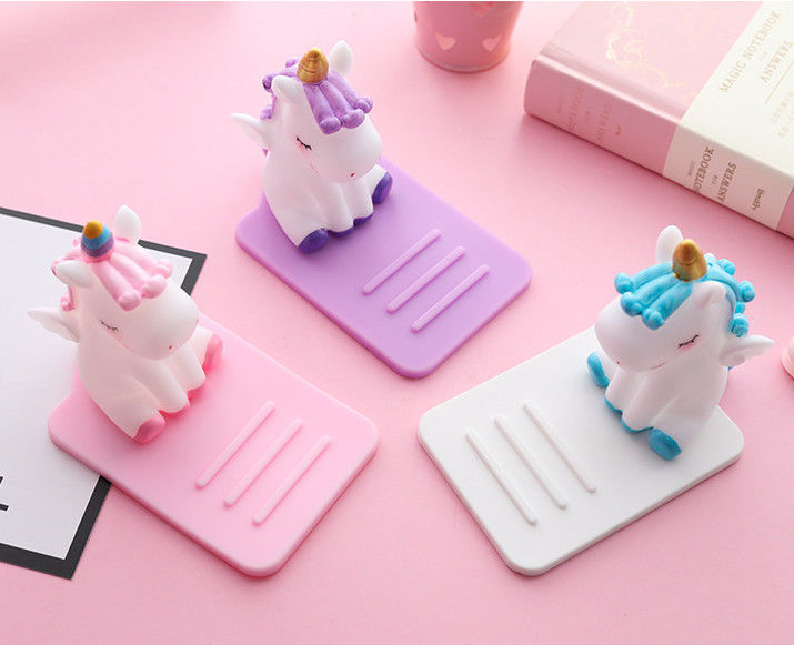 Kartun Silikon Pemegang Ponsel Pemalas Unicorn Mobil Desktop Multi-fungsi Bracket Adjustable Stand Non-slip