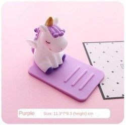 Kartun Silikon Pemegang Ponsel Pemalas Unicorn Mobil Desktop Multi-fungsi Bracket Adjustable Stand Non-slip