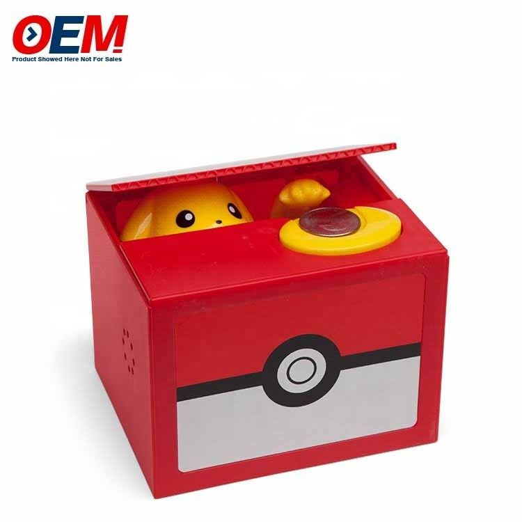 OEM pabrik membuat Kartun Plastik Coin Bank PVC Pika Dengan Kunci Kunci Piggy Bank Plastik