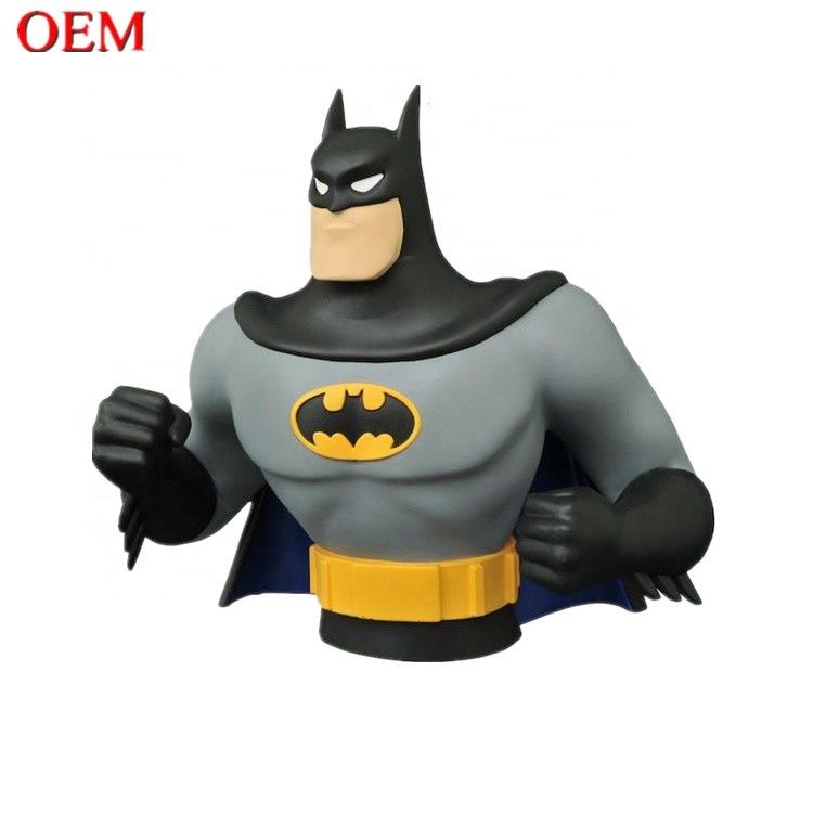 Custom Toy Manufacturer custom 3D Bat-Man Toy Money Box Figures oem patung plastik
