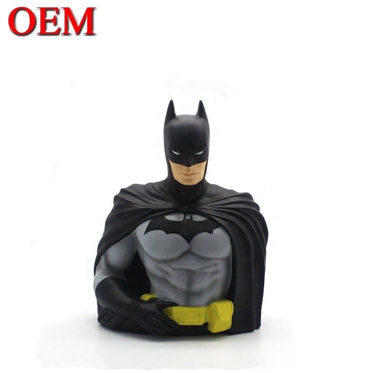 Custom Toy Manufacturer custom 3D Bat-Man Toy Money Box Figures oem patung plastik