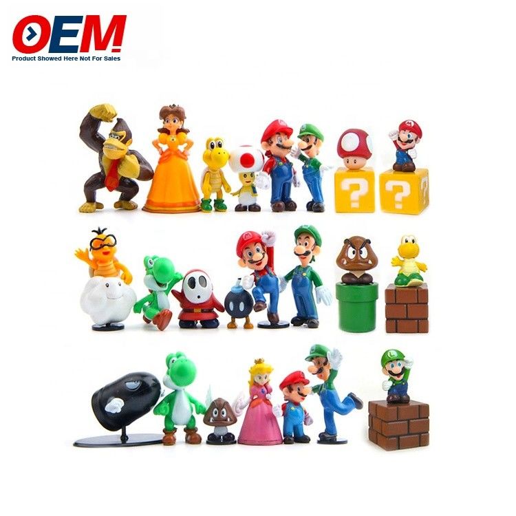 Toko mainan plastik PVC vinyl Fugure Custom Kawaii Figure Mario Kolektif Toy Set