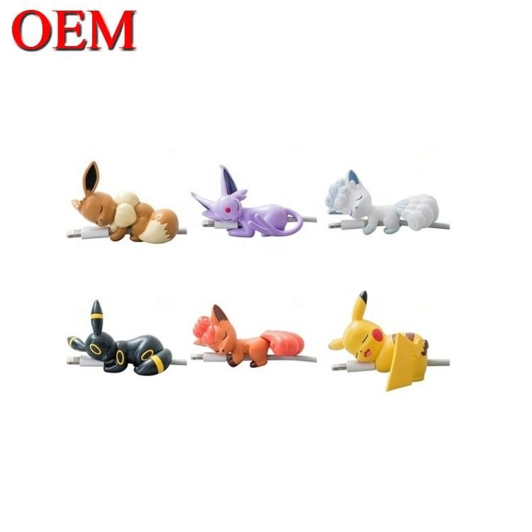 Pabrik Custom OEM Cute 3D Mini Figure Anime Telepon Kabel Gigitan Mainan mainan plastik PVC vinyl khusus