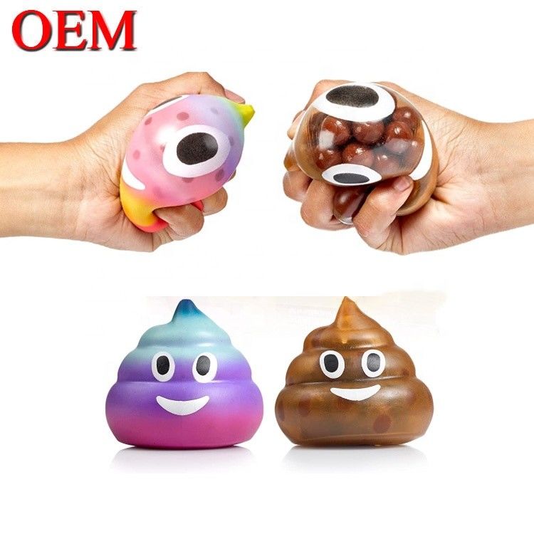 OEM Pabrik Cute Poop Bentuk Memperset Bola Stres OEM TPR Stres Relief Bola Mainan Membuat Squishy Cartoon Mainan