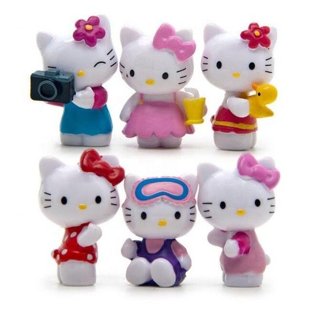 Custom OEM Made PVC Cute Mini Plastik Kartun Kitty Kucing Mainan Untuk Anak Produsen