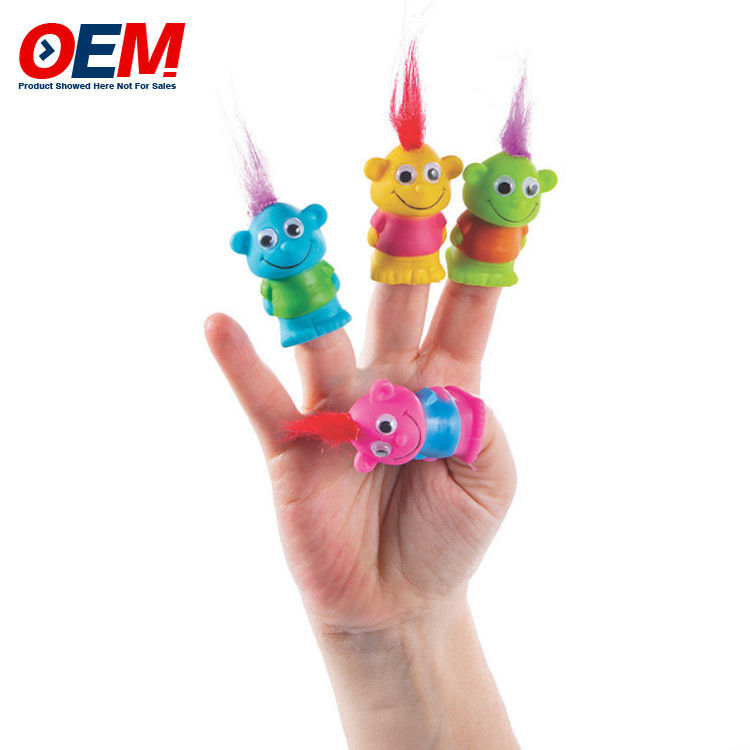 Permainan Jari Hewan Dinosaurus Plastik Customized Oem Karakter Hutan Boneka Jari Dibuat dari Silikon Mainan Anak