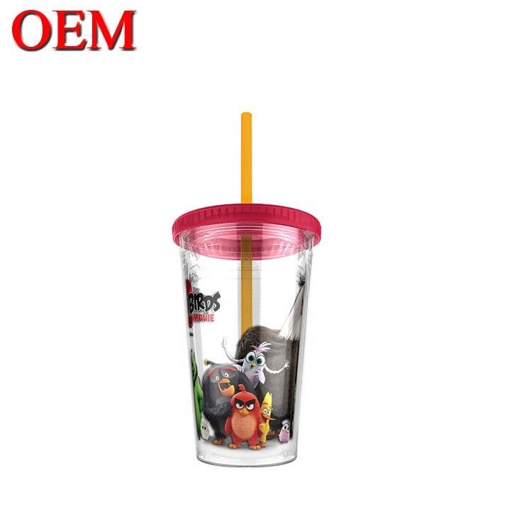 Custom Figure Double Walled Plastic Straw Cup Water Cup yang dapat digunakan kembali OEM Plastic Toy Factory