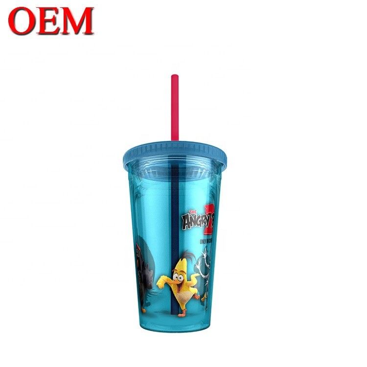 Custom Figure Double Walled Plastic Straw Cup Water Cup yang dapat digunakan kembali OEM Plastic Toy Factory