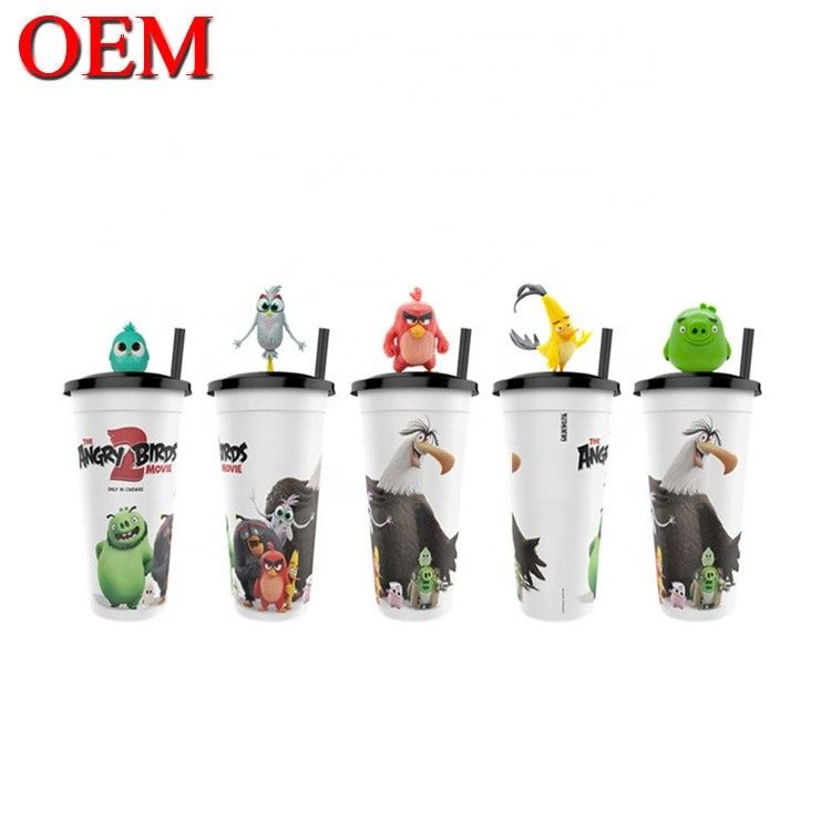 Custom Figure Double Walled Plastic Straw Cup Water Cup yang dapat digunakan kembali OEM Plastic Toy Factory