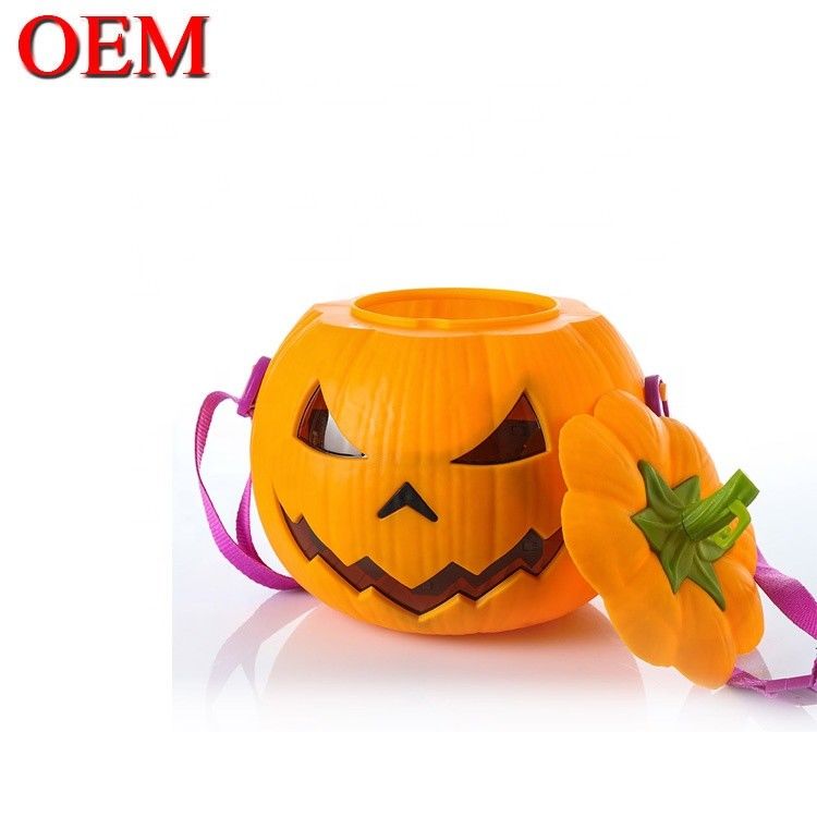 Bentuk labu yang diaktifkan oleh suara 3D kustom luminous popcorn oem ember wadah makanan lucu