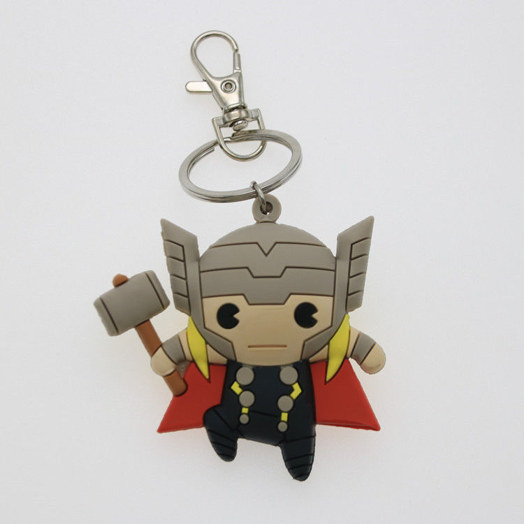 Custom 3D Cartoon Anime Kapten Amerika Karet Keychain Pvc Keychain Untuk Tas Sekolah