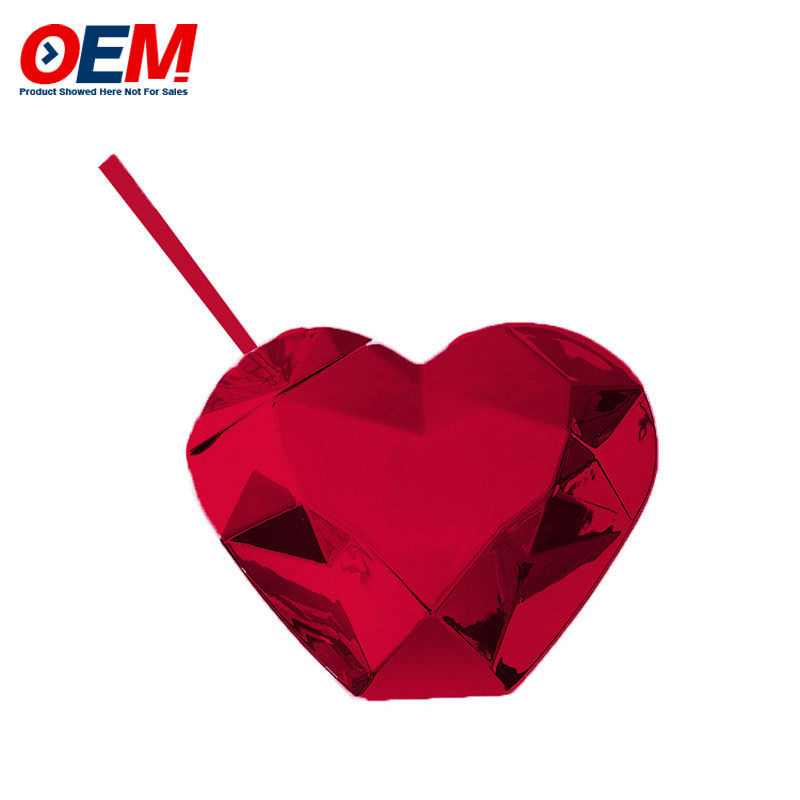 Custom PP Double Wall Cup dengan Straw OEM Sweet Heart 450ml Plastik Water Cup