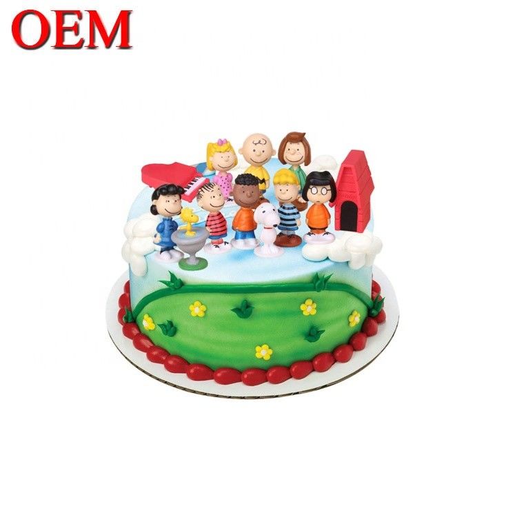 Set Mainan Puncak Kue Natal Kustom Set Boneka Mainan Kepala Berbandul Patung Cupcakes Pesta Ulang Tahun OEM
