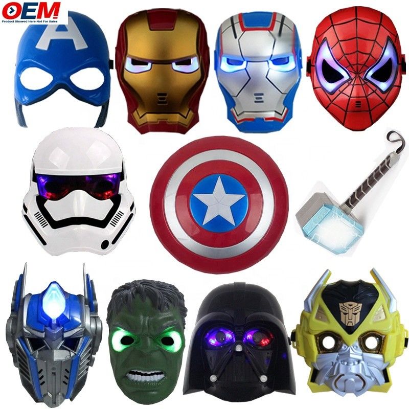 Custom Halloween Masker PVC Superhero Spider Iron Hero Hulk Captain America Masker Kostum Cosplay Topeng Wajah