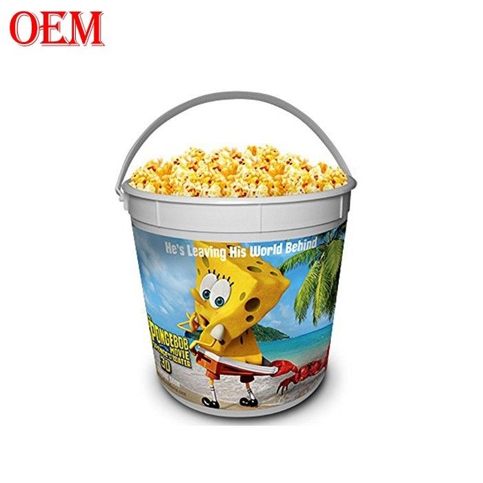 Custom Make Printed Movie Star Plastik Popcorn Container Bucket dengan Tutup