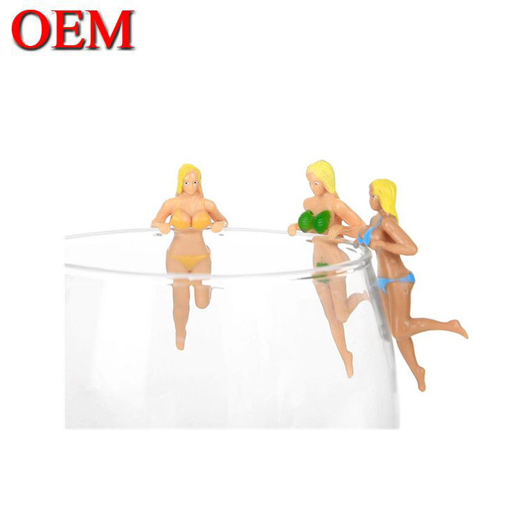 Produsen figur Custom Wine Glass Charms Top Sell Dekorasi mainan figur plastik