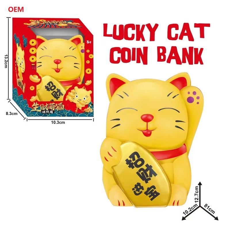 OEM Diterima Lucky Cat Coin Bank Money Box untuk Anak-anak Catatan Warna Disesuaikan Hanya OEM
