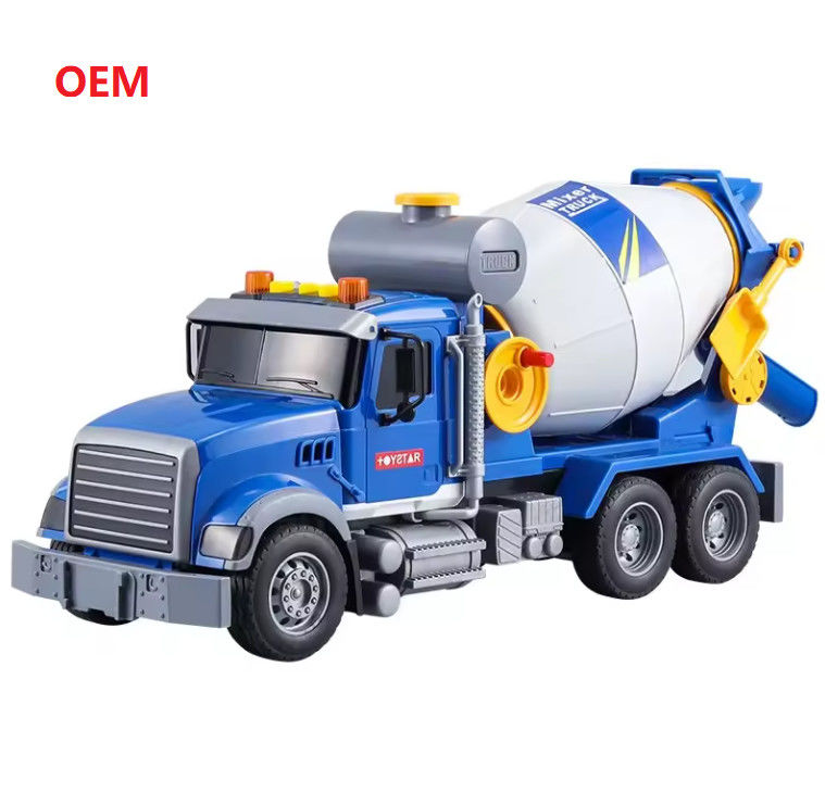 Custom Mixer Truck Warna Plastik Tarik Kembali Mainan Mobil Untuk Anak-anak Hanya OEM