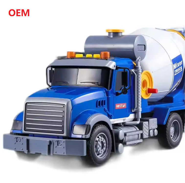 Custom Mixer Truck Warna Plastik Tarik Kembali Mainan Mobil Untuk Anak-anak Hanya OEM