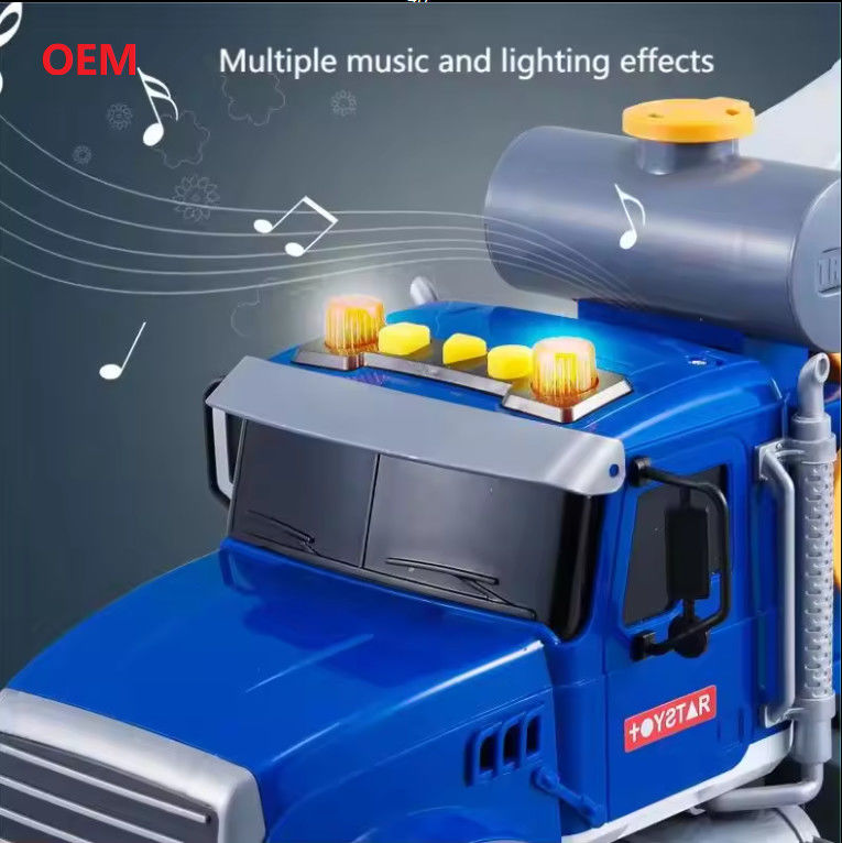 Custom Mixer Truck Warna Plastik Tarik Kembali Mainan Mobil Untuk Anak-anak Hanya OEM