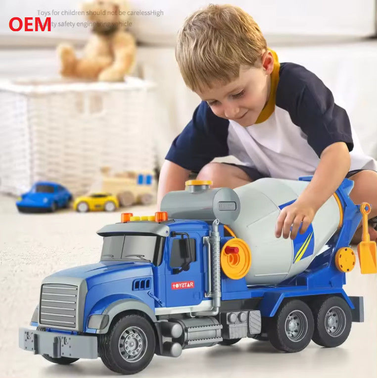 Custom Mixer Truck Warna Plastik Tarik Kembali Mainan Mobil Untuk Anak-anak Hanya OEM