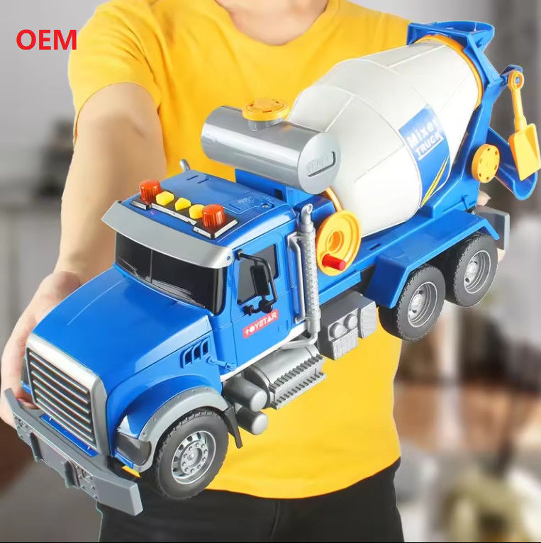Custom Mixer Truck Warna Plastik Tarik Kembali Mainan Mobil Untuk Anak-anak Hanya OEM