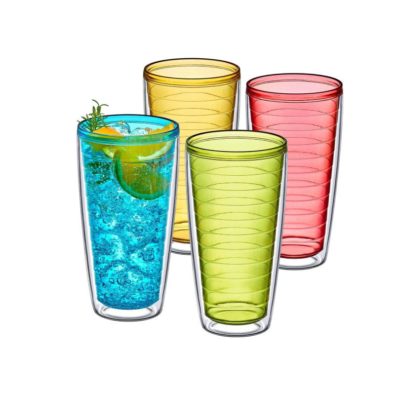 Acrylic Tumbler Dengan Tutup Dan Jerami Dinding Ganda Campuran Warna Kalibrasi Plastik Piala Dengan Desain Anda Sendiri