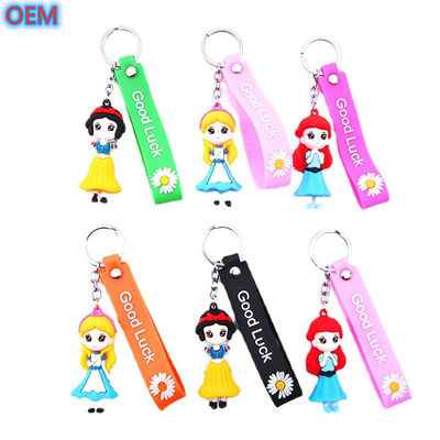 OEM Custom 3d Kreatif Plastik Cute Cartoon Keychain Soft PVC Plastik Keychain