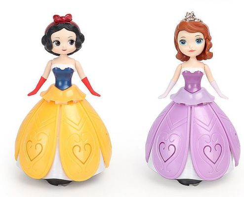 Custom Dancing Princess Universal Spinning Cool Light Music Aisha plastik Tokoh mainan