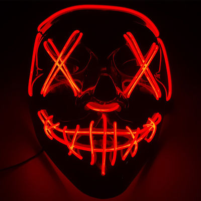Custom Halloween Mask LED Glowing Mask Kata Hitam Halloween LED Masker Wajah