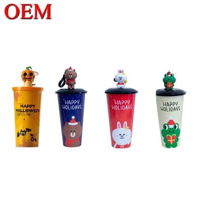 Personalize Anda sendiri PVC 3d Cartoon Cup Plastik 3d Topper Toy