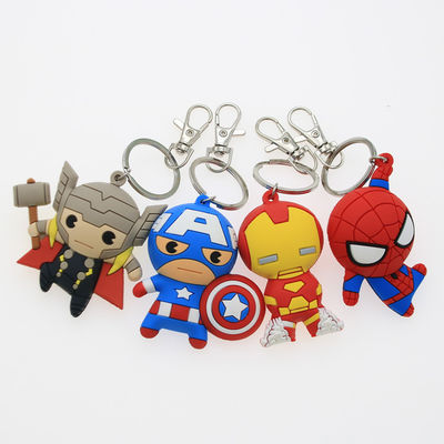 Custom 3D Cartoon Anime Kapten Amerika Karet Keychain Pvc Keychain Untuk Tas Sekolah