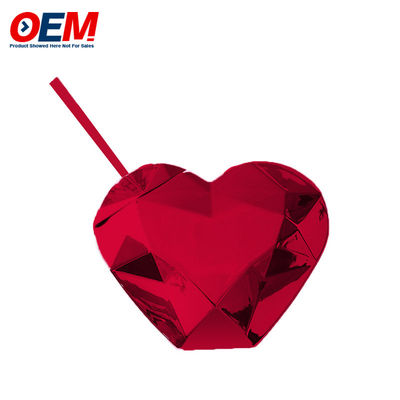 Custom PP Double Wall Cup dengan Straw OEM Sweet Heart 450ml Plastik Water Cup