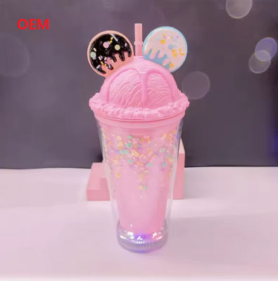 Ice Cup Bottle Water Botol plastik anak-anak cangkir jerami