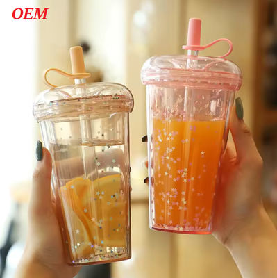 Cangkir Straw Susu Teh Kaca Kaca Plastik Kaca Air