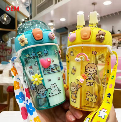 Botol Jerami Ganda Transparan Ramah Lingkungan Botol Susu Air Plastik Lapisan Ganda