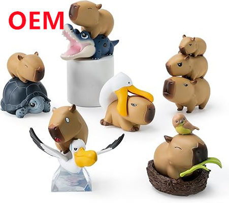 Permainan Hewan Lucu yang Dilakukan 6 Desain Boneka PVC OEM Bahan PVC Mini Toys